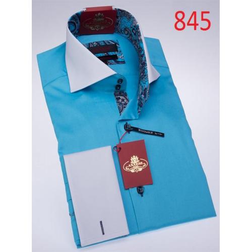 Axxess Turquoise Cotton Modern Fit Dress Shirt 845
